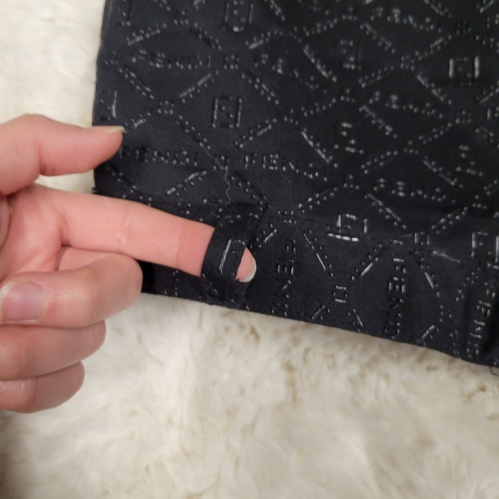 Vintage Fendi FF Zucca Monogram Embossed Pants Black Straight Leg Y2K Designer - Picture 9 of 12